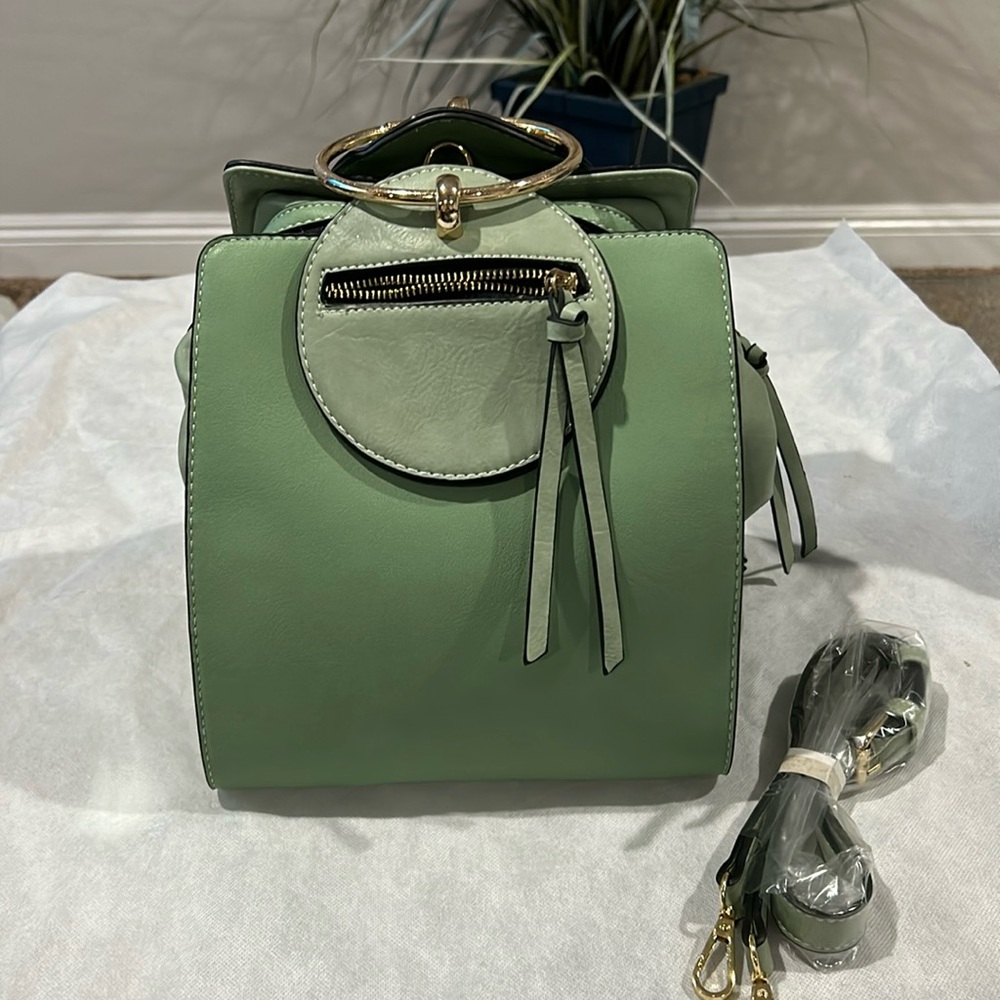 Women new green faux leather bag.